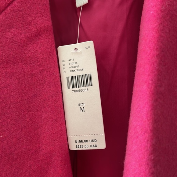 NWT AVEC LE FILLES DOUBLE BREASTED HOT PINK WOOL “FEEL” COAT. SIZE M. - Picture 4 of 16